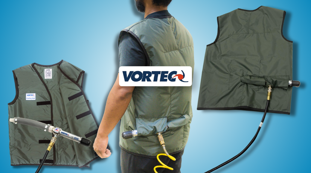 Vortec Cooling Vests til trykluftdrevet personkøling i varme arbejdsmiljøer